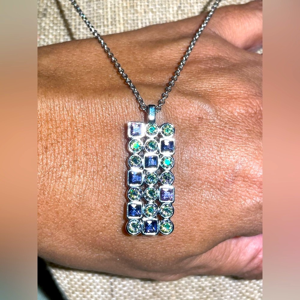 Morse Code Pendant, Rhodium Plating - image 1